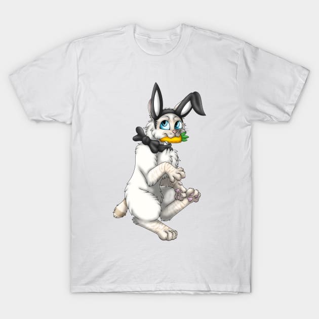 Bobtail BunnyCat: Cream Lynx Point (Black) T-Shirt by spyroid101